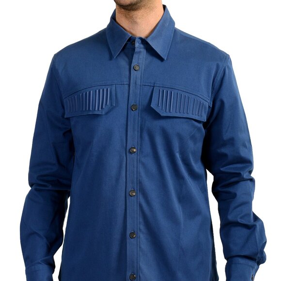 Scuderia Ferrari Men's Blue Button Down Long Sleeve Casual Shirt US 2XL IT 56